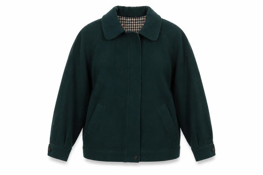 Front view of Simone women’s green jacket, size UK 14, zip