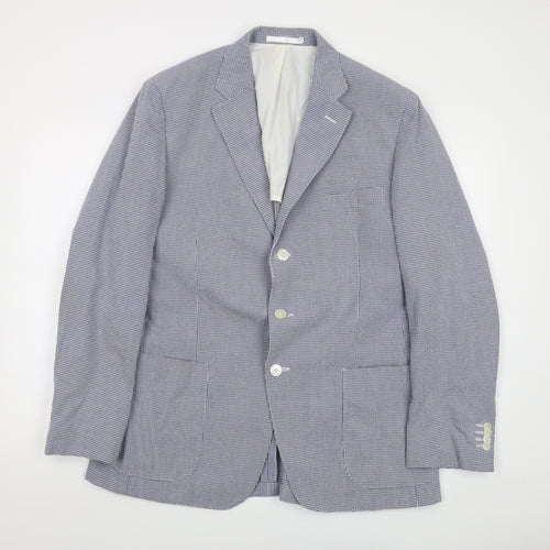 Boggi Mens Blue Check Cotton Jacket Suit Jacket Size 44 Regular