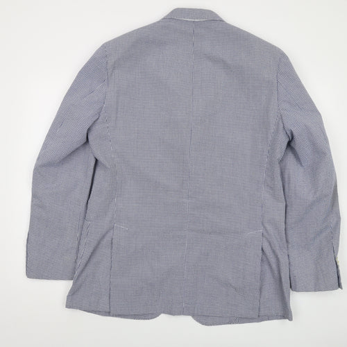 Boggi Mens Blue Check Cotton Jacket Suit Jacket Size 44 Regular