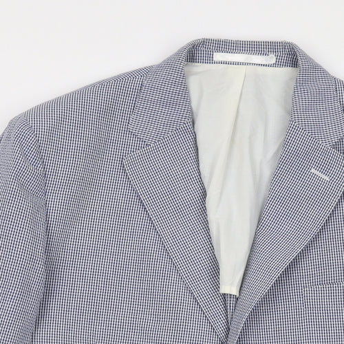 Boggi Mens Blue Check Cotton Jacket Suit Jacket Size 44 Regular