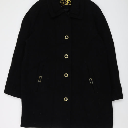 David Barry Womens Black Overcoat Coat Size 14 Button