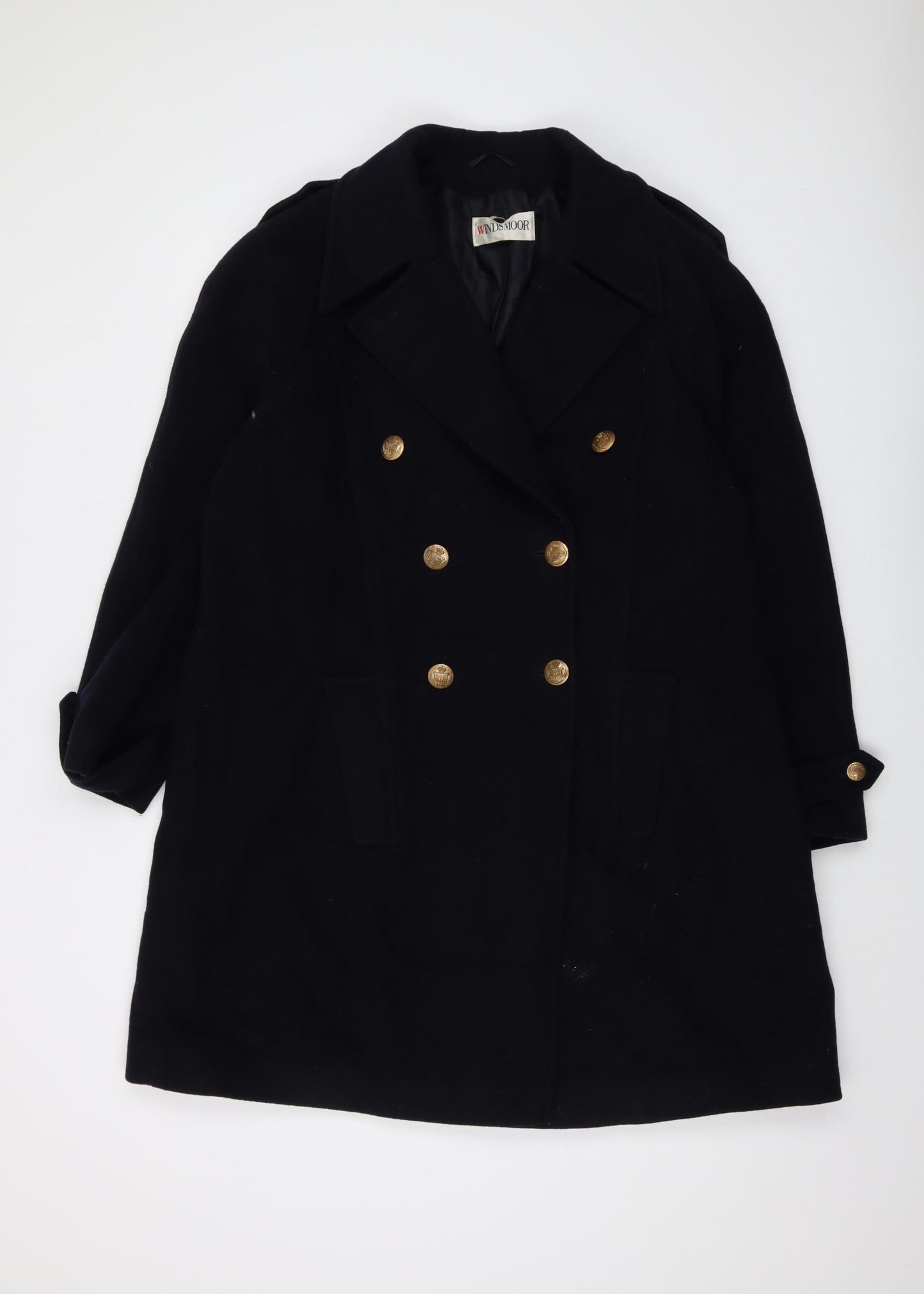 Windsmoor Womens Blue Overcoat Coat Size 14 Button