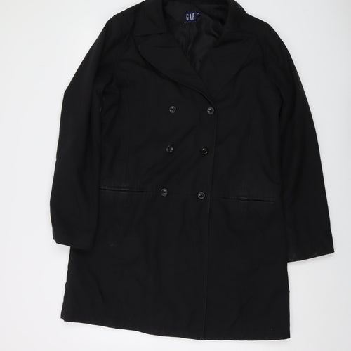 Gap Womens Black Overcoat Coat Size M Button