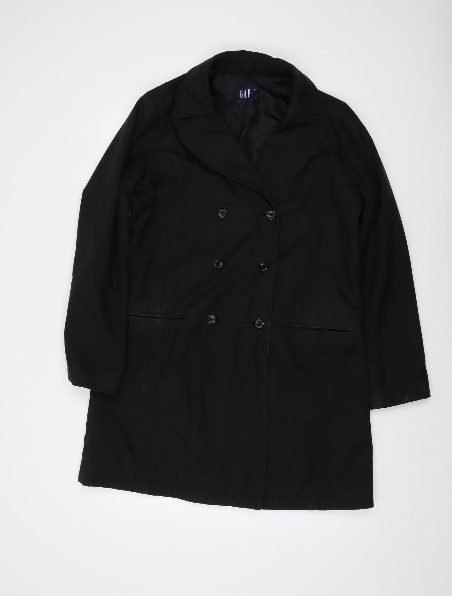 Gap Womens Black Overcoat Coat Size M Button