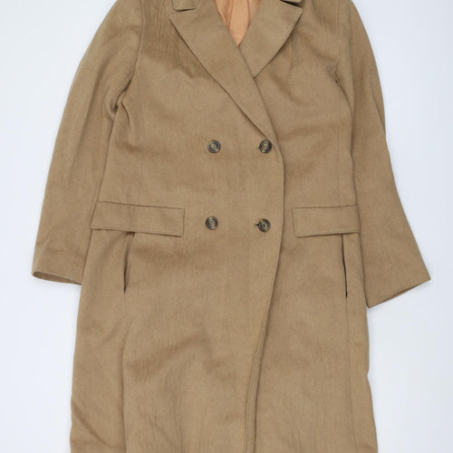 Admara Womens Beige Overcoat Coat Size 12 Button
