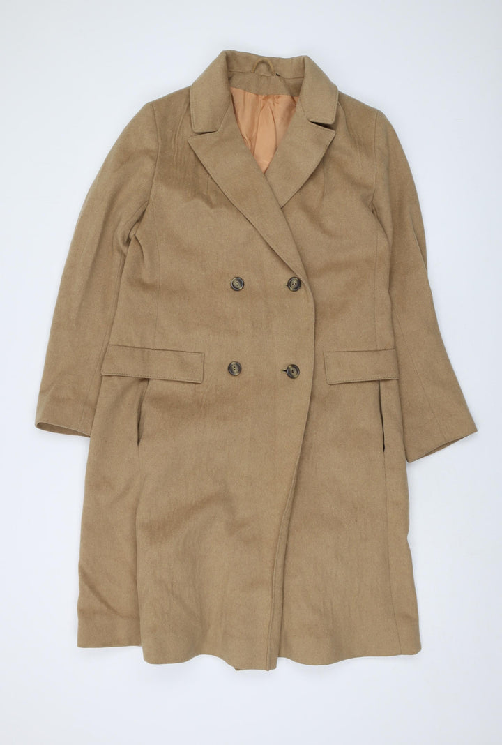 Admara Womens Beige Overcoat Coat Size 12 Button