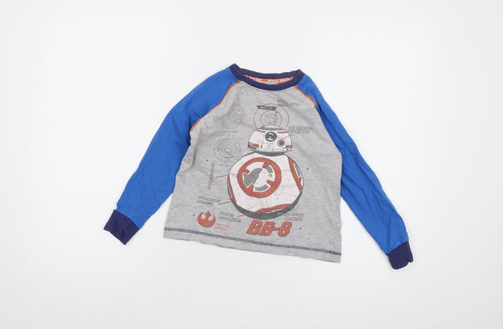 Star Wars Boys Grey Cotton Basic T-Shirt Size 6 Years Crew Neck Pullover