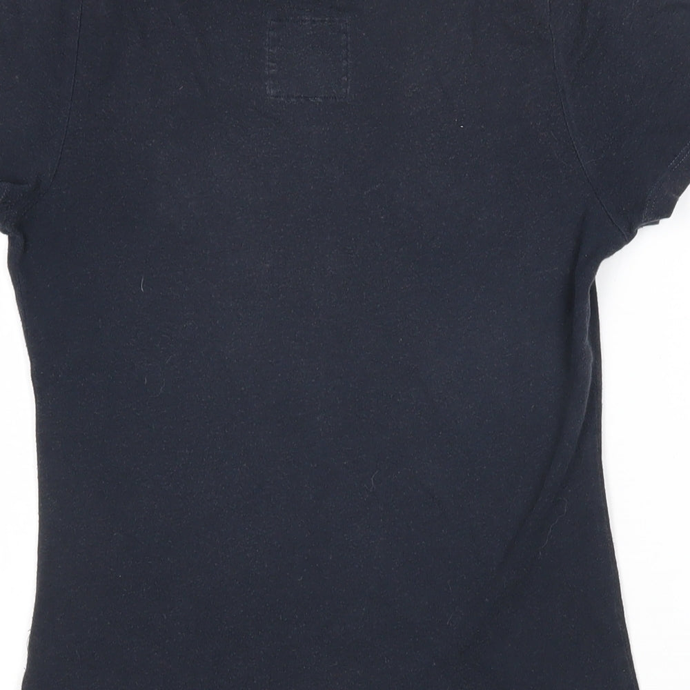 Abercombie Girls Blue Cotton Basic T-Shirt Size L Roll Neck Pullover - Abercrombie logo