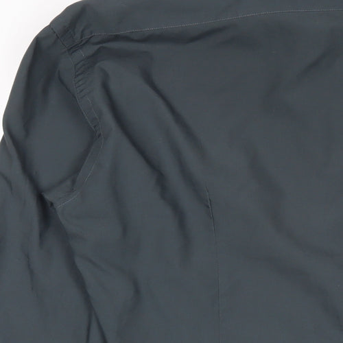 Guide of London Mens Grey Cotton Button-Up Size L Collared Button