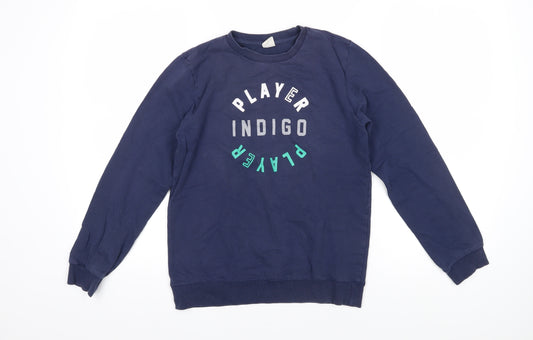 Indigo Girls Blue Cotton Pullover Sweatshirt Size 11-12 Years Pullover