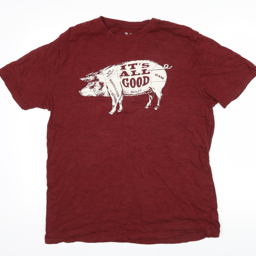 Gap Mens Brown Cotton T-Shirt Size L Round Neck - Its all good, Rib roast Shoulder Ham Belly. Pig