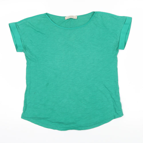 Oasis Womens Green Cotton Basic T-Shirt Size XS Boat Neck