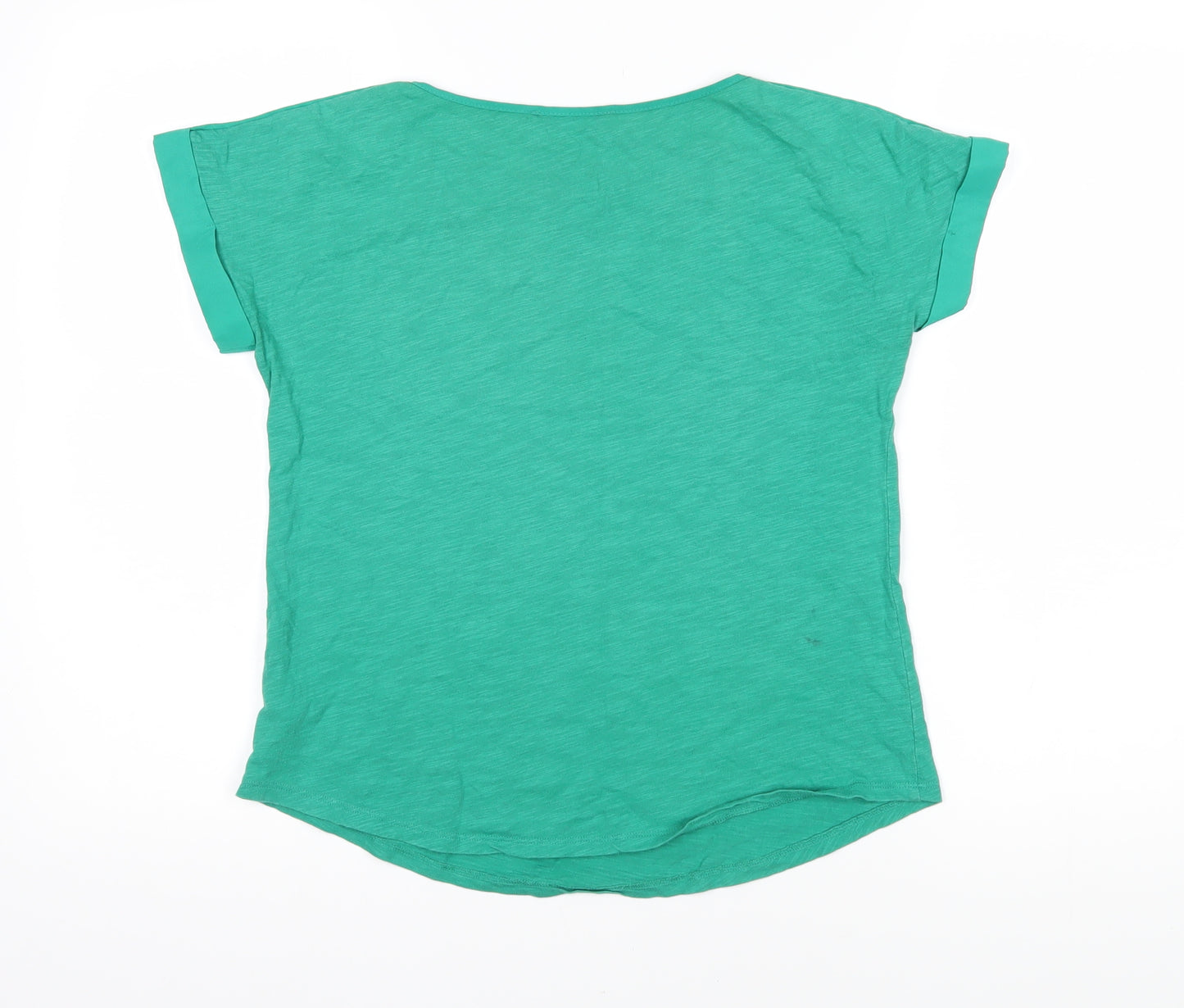 Oasis Womens Green Cotton Basic T-Shirt Size XS Boat Neck