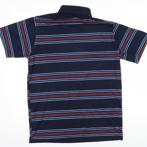 Jeep Mens Blue Striped Cotton Polo Size L Collared Button