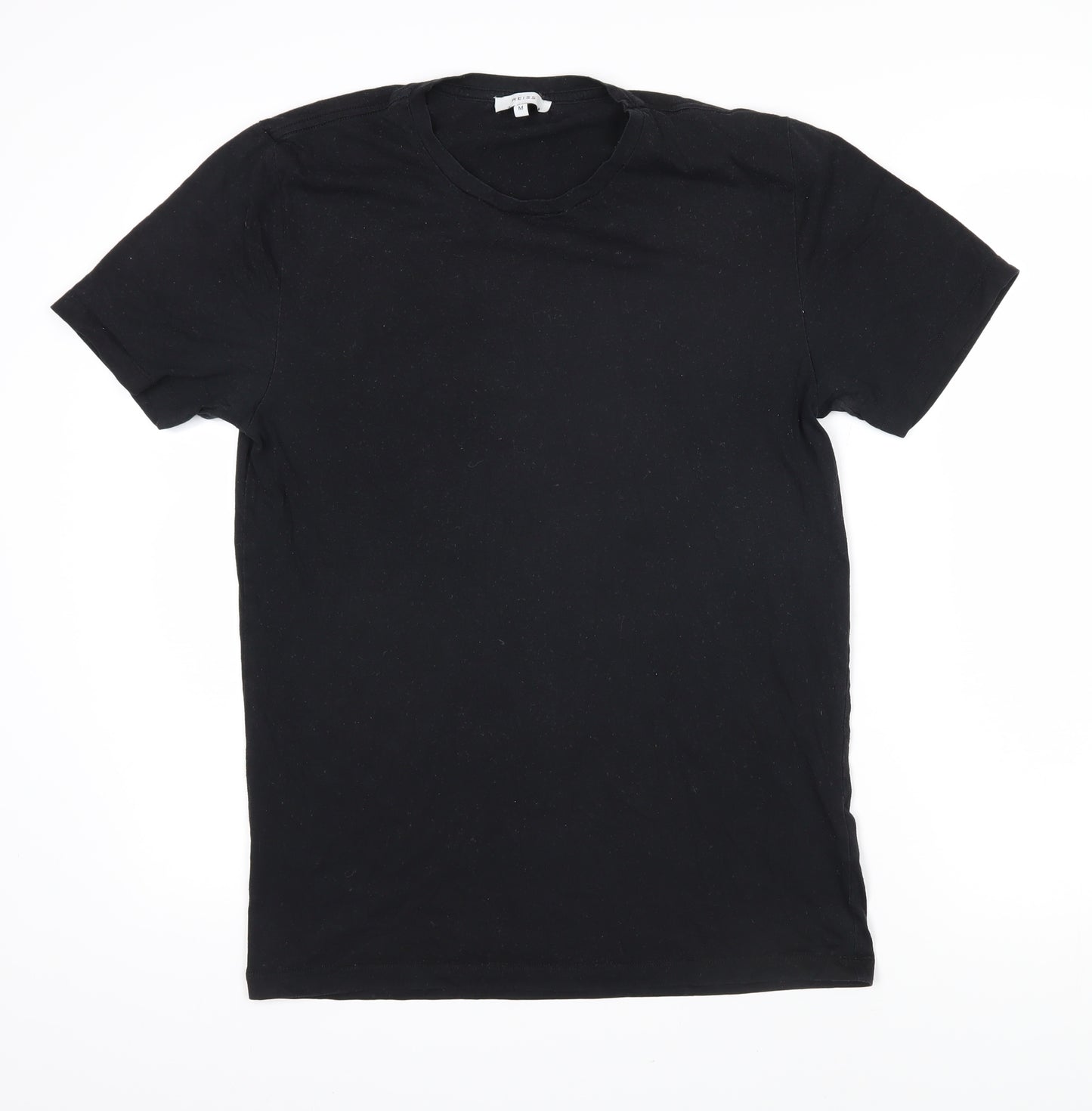 Reiss Mens Black Cotton T-Shirt Size M Round Neck