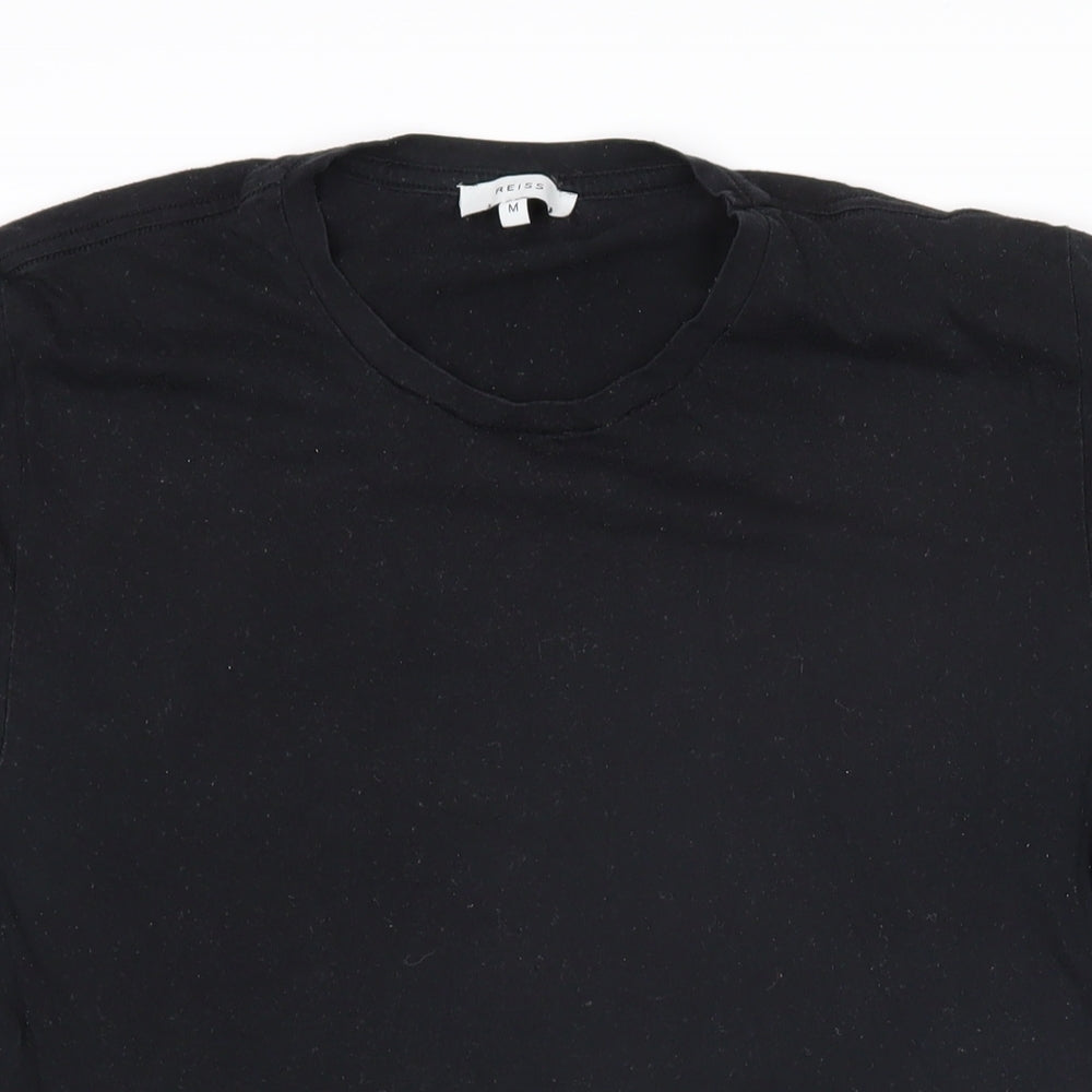 Reiss Mens Black Cotton T-Shirt Size M Round Neck
