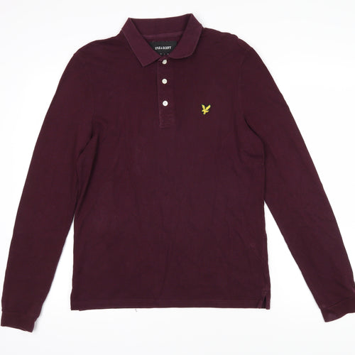 Lyle & Scott Mens Purple 100% Cotton Polo Size M Collared Button