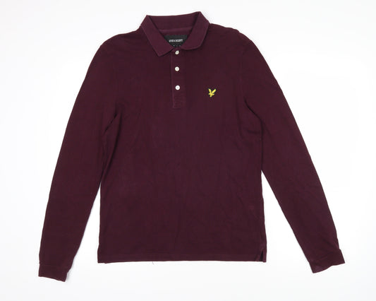 Lyle & Scott Mens Purple 100% Cotton Polo Size M Collared Button