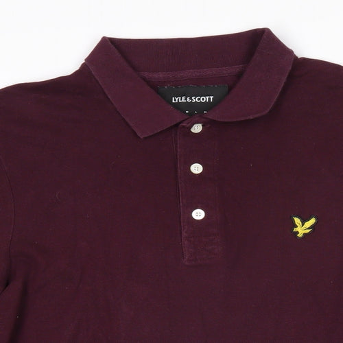 Lyle & Scott Mens Purple 100% Cotton Polo Size M Collared Button