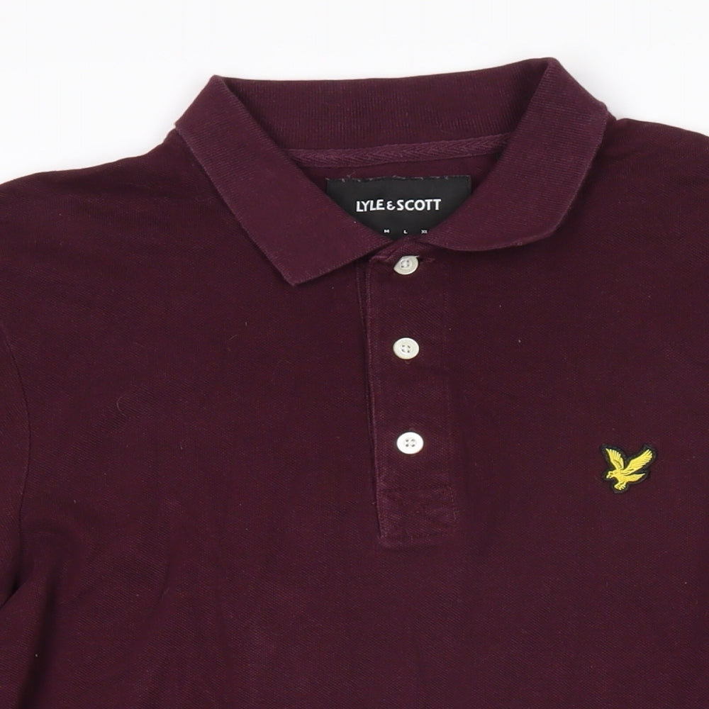 Lyle & Scott Mens Purple 100% Cotton Polo Size M Collared Button