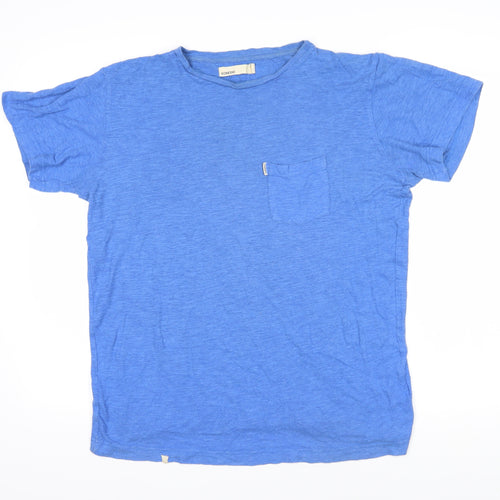 Komodo Womens Blue Cotton Basic T-Shirt Size M Boat Neck
