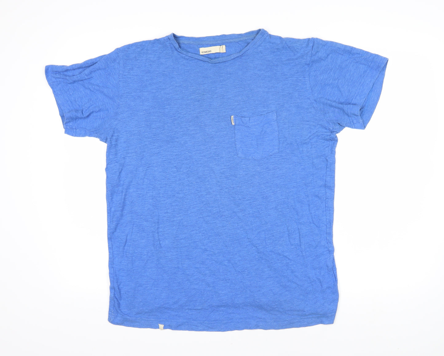 Komodo Womens Blue Cotton Basic T-Shirt Size M Boat Neck