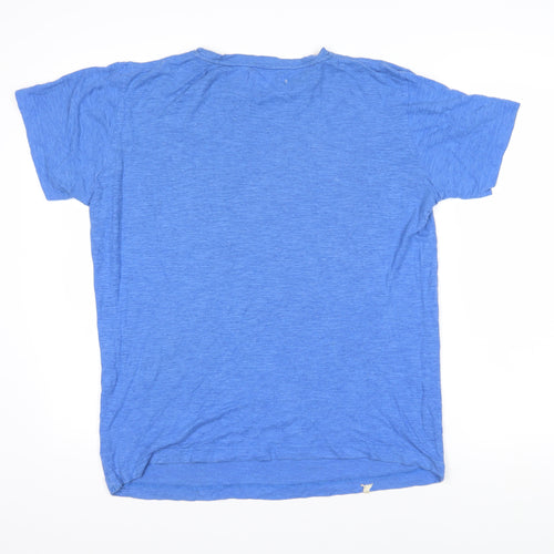 Komodo Womens Blue Cotton Basic T-Shirt Size M Boat Neck