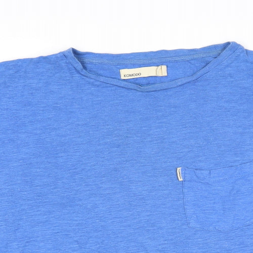 Komodo Womens Blue Cotton Basic T-Shirt Size M Boat Neck