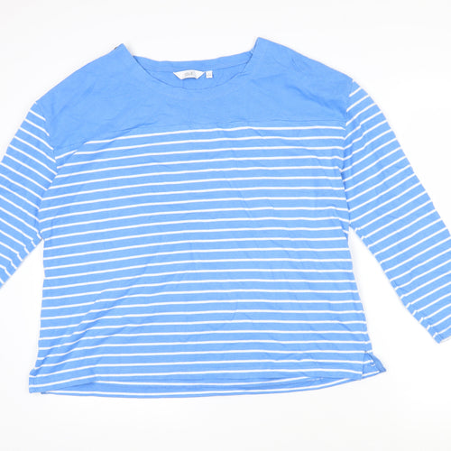 Isle Womens Blue Striped Cotton Pullover Sweatshirt Size L Pullover