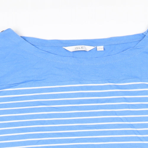 Isle Womens Blue Striped Cotton Pullover Sweatshirt Size L Pullover
