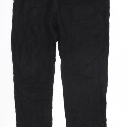 Percival Womens Black Cotton Trousers Size 32 L29 in Regular Tie - Elasticated waist