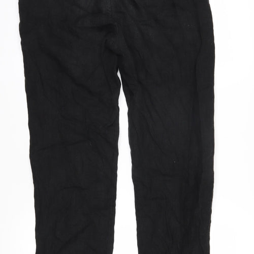 Percival Womens Black Cotton Trousers Size 32 L29 in Regular Tie - Elasticated waist