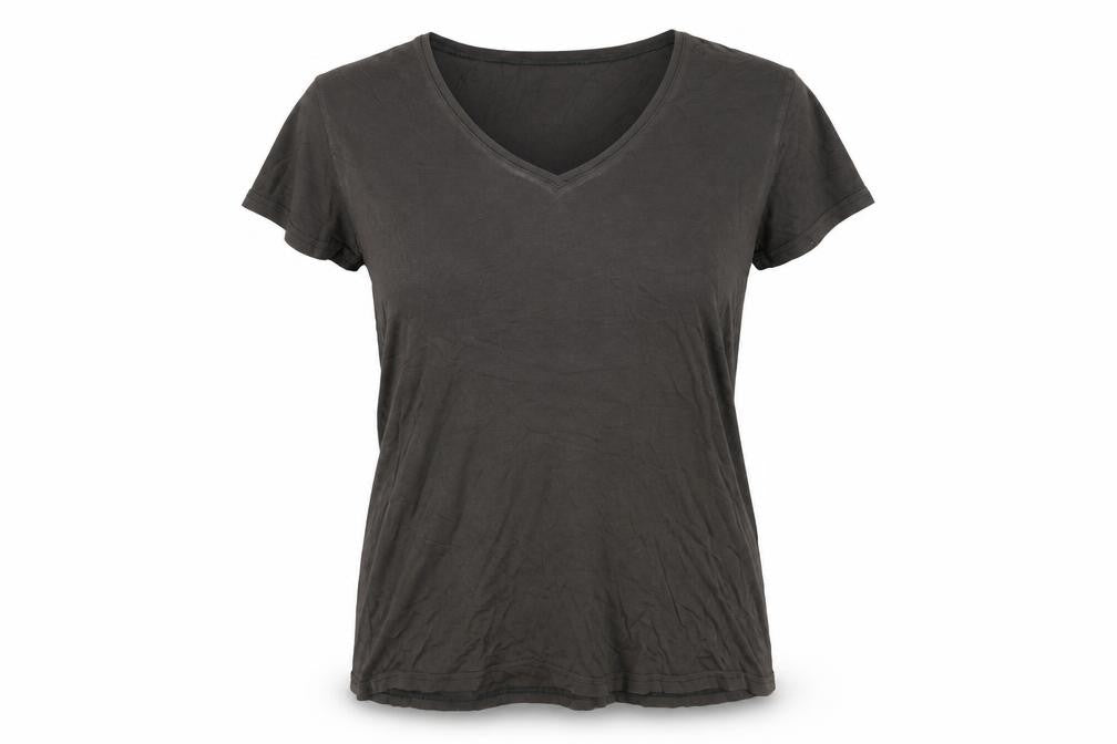Front view of Desray women’s grey cotton basic t-shirt, size UK 10, sweetheart