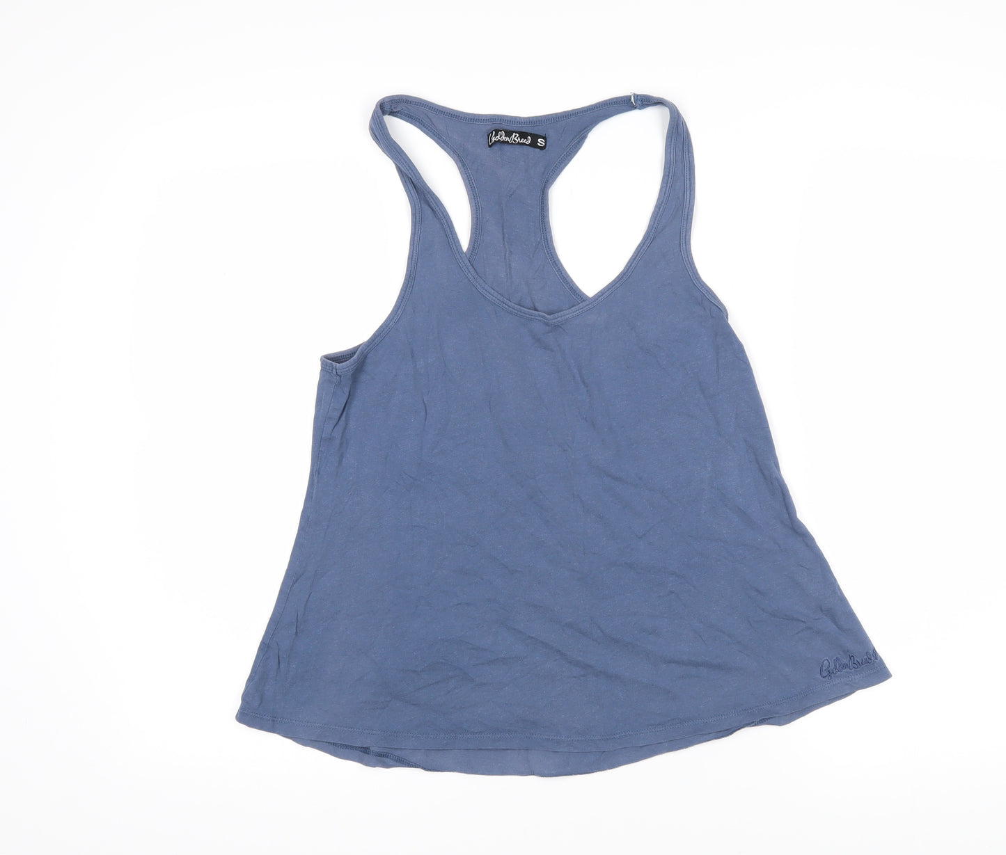 Golden Breed Womens Blue Cotton Basic T-Shirt Size S Scoop Neck