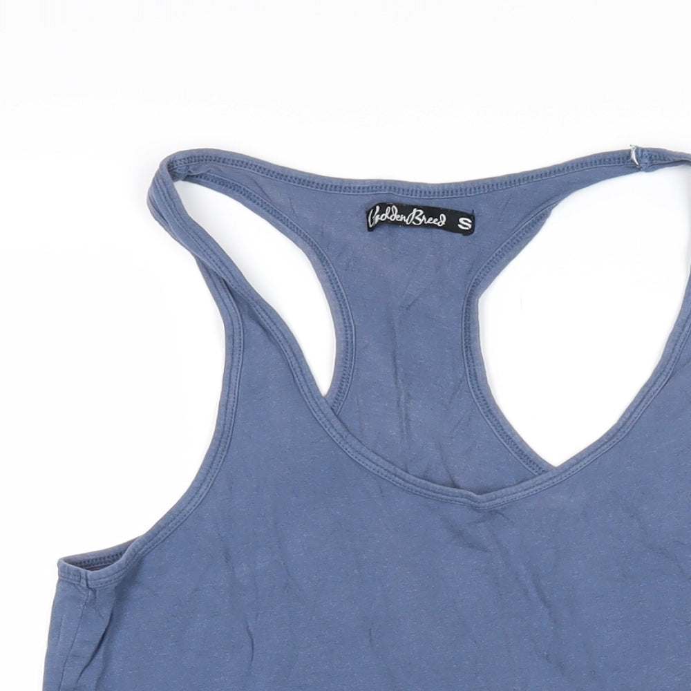 Golden Breed Womens Blue Cotton Basic T-Shirt Size S Scoop Neck