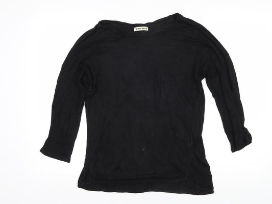 Whistles Womens Black Cotton Basic T-Shirt Size S Boat Neck