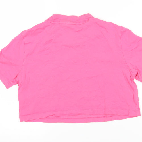 Addidas Womens Pink 100% Cotton Basic T-Shirt Size 10 Round Neck - Cropped