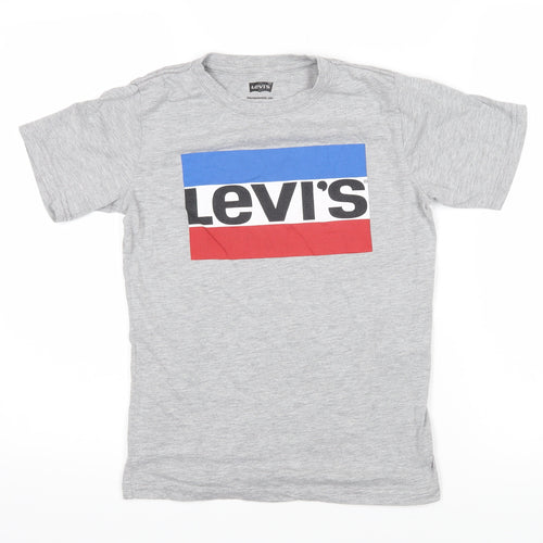 Levi's Boys Grey 100% Cotton Basic T-Shirt Size 12-13 Years Round Neck Pullover - Levi's