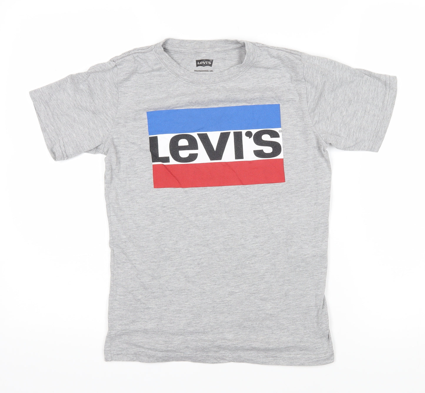 Levi's Boys Grey 100% Cotton Basic T-Shirt Size 12-13 Years Round Neck Pullover - Levi's