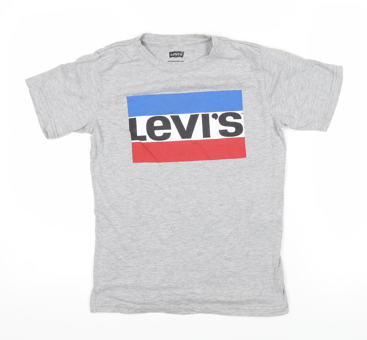 Levi's Boys Grey 100% Cotton Basic T-Shirt Size 12-13 Years Round Neck Pullover - Levi's