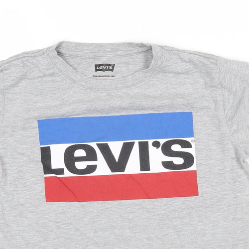 Levi's Boys Grey 100% Cotton Basic T-Shirt Size 12-13 Years Round Neck Pullover - Levi's