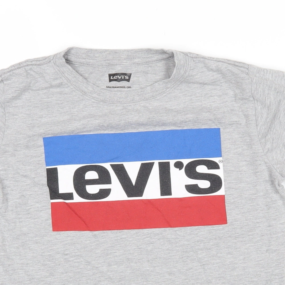 Levi's Boys Grey 100% Cotton Basic T-Shirt Size 12-13 Years Round Neck Pullover - Levi's
