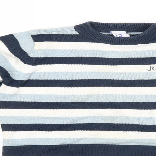 Jasper Conran Boys Blue Striped Cotton Pullover Jumper Size 18-24 Months Button - junior J