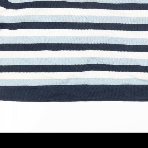 Jasper Conran Boys Blue Striped Cotton Pullover Jumper Size 18-24 Months Button - junior J