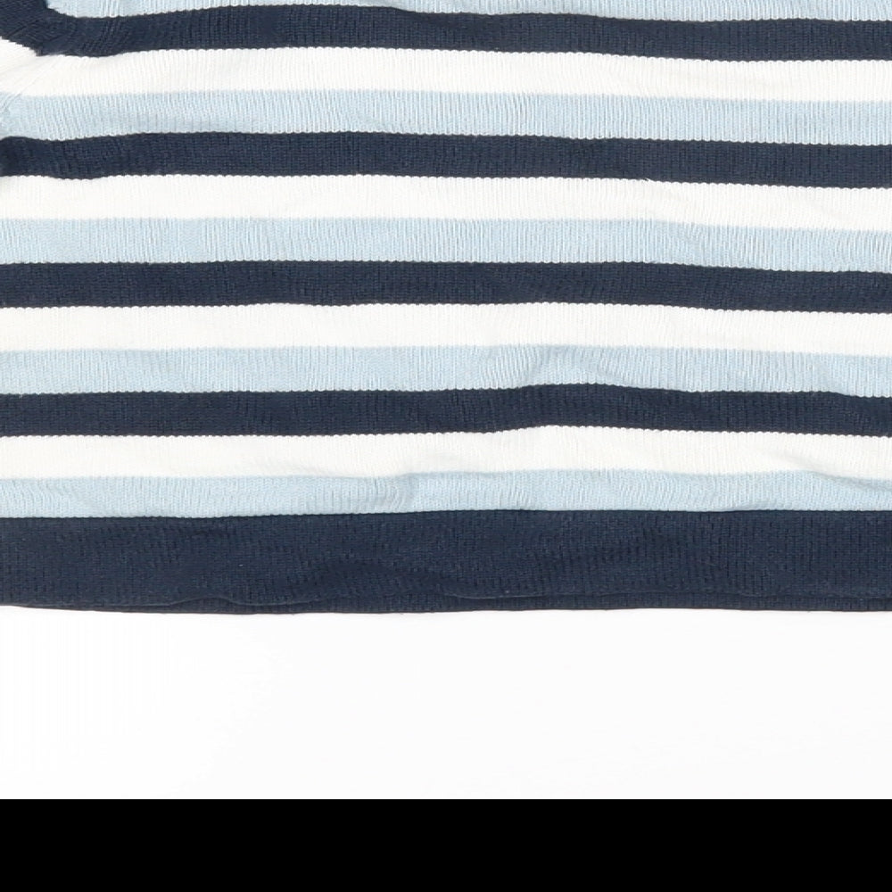 Jasper Conran Boys Blue Striped Cotton Pullover Jumper Size 18-24 Months Button - junior J