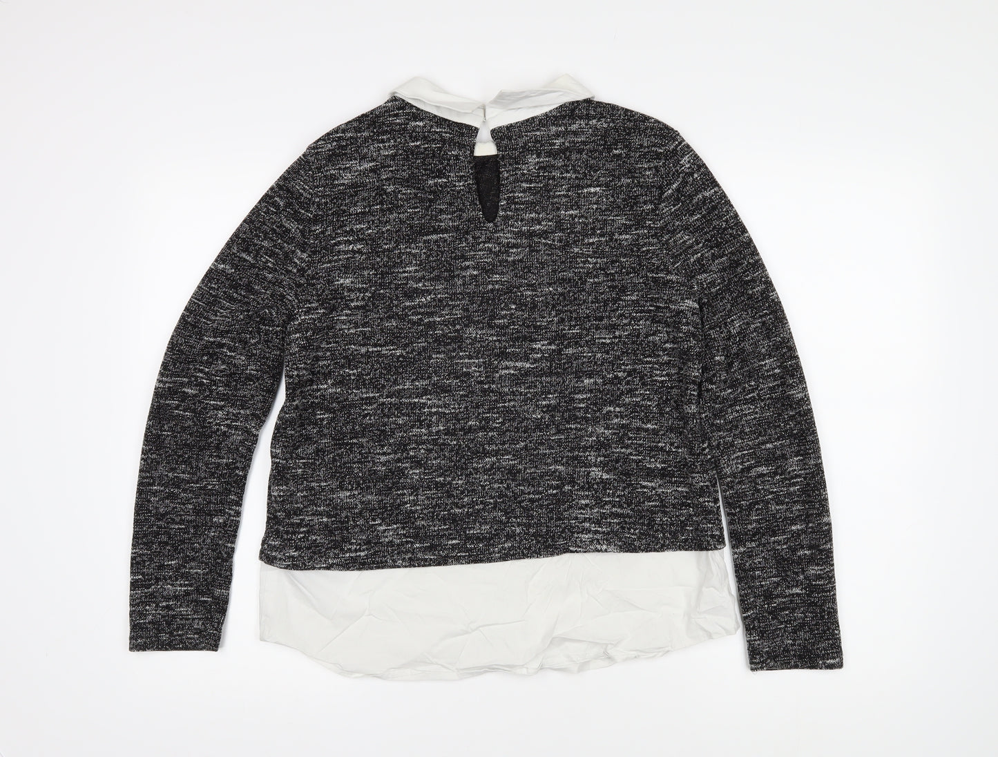 Oasis Womens Black Collared Polyester Pullover Jumper Size M