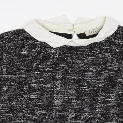 Oasis Womens Black Collared Polyester Pullover Jumper Size M