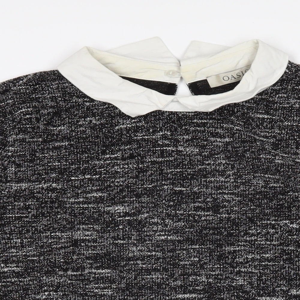 Oasis Womens Black Collared Polyester Pullover Jumper Size M