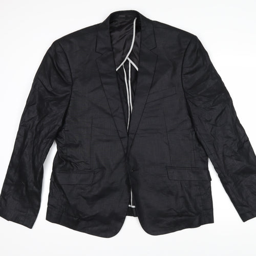 Linea Mens Black Jacket Blazer Size XL Button