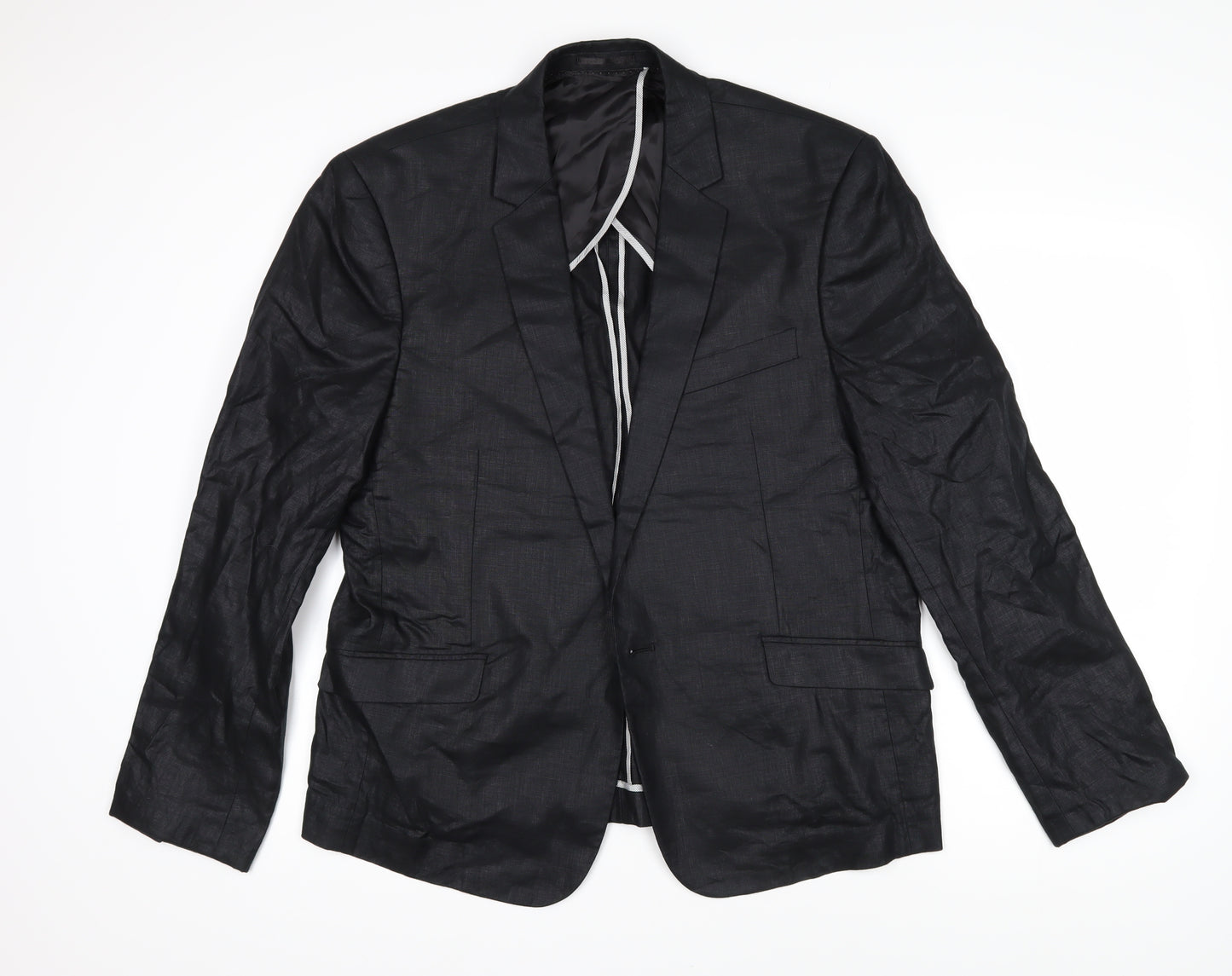 Linea Mens Black Jacket Blazer Size XL Button